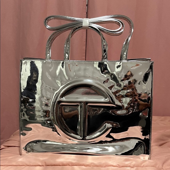 Telfar Handbags - 🔥🔥 Telfar Metallic LARGE MIRROR Silver Tote Bag🤍🩶🤍